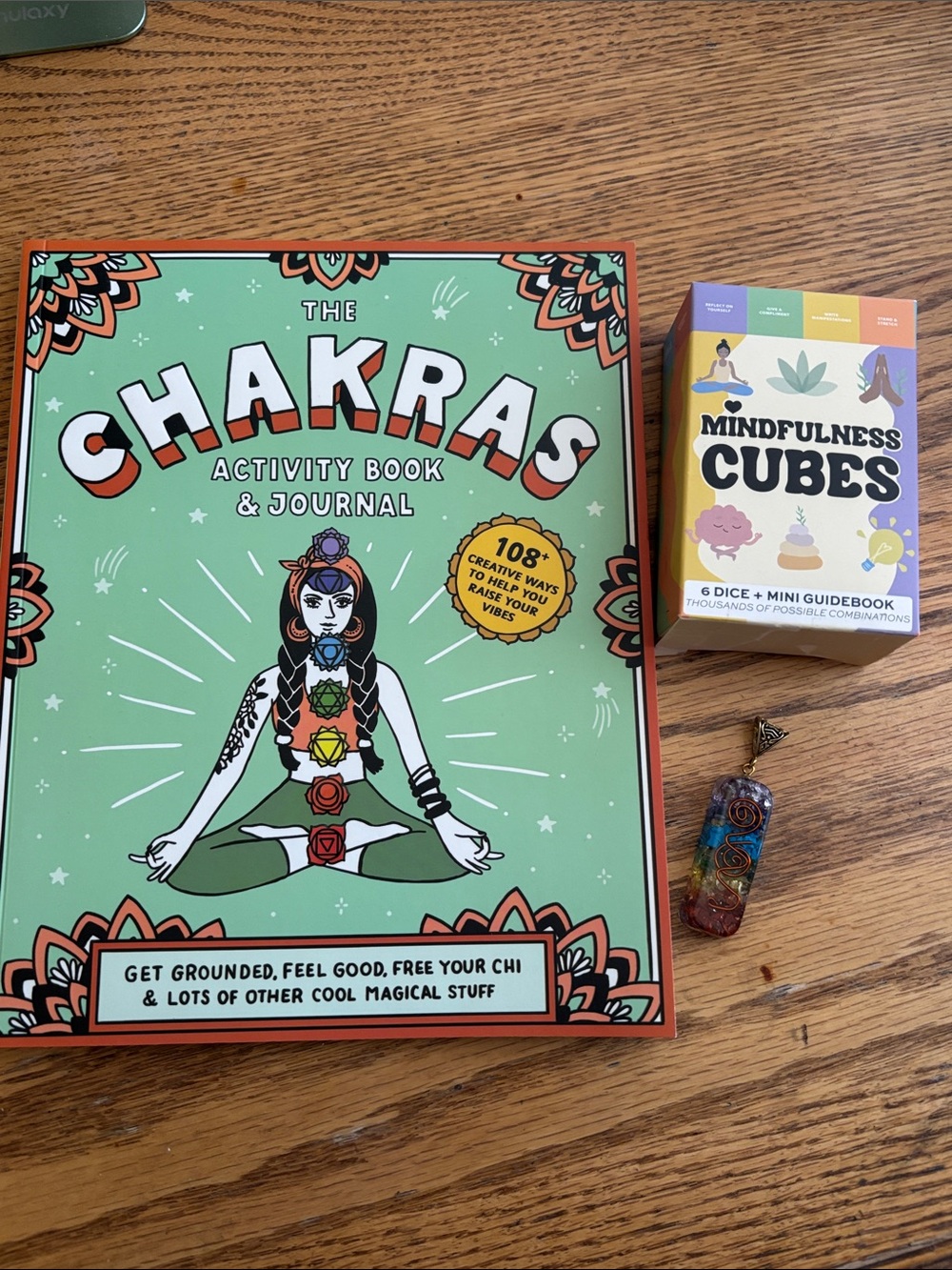 Mindfulness dice, chakra alignment journal & chakra pendant